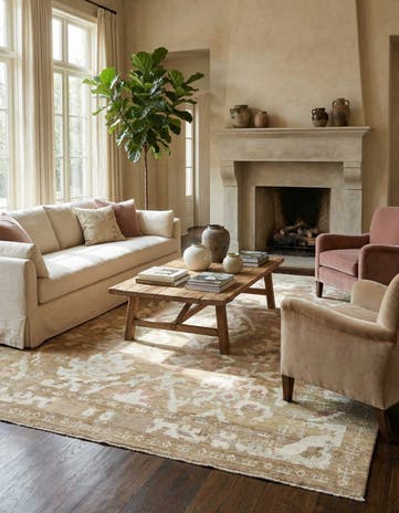11' x 12' Hand Knotted Oushak Wool Square Rug