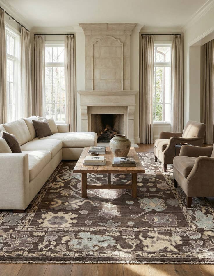 Detail image of 9' 4 x 13'  Hand Knotted Oushak Wool Rug