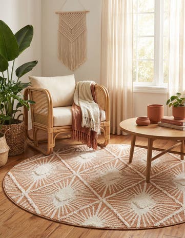 Rust Red Boho Round Rug