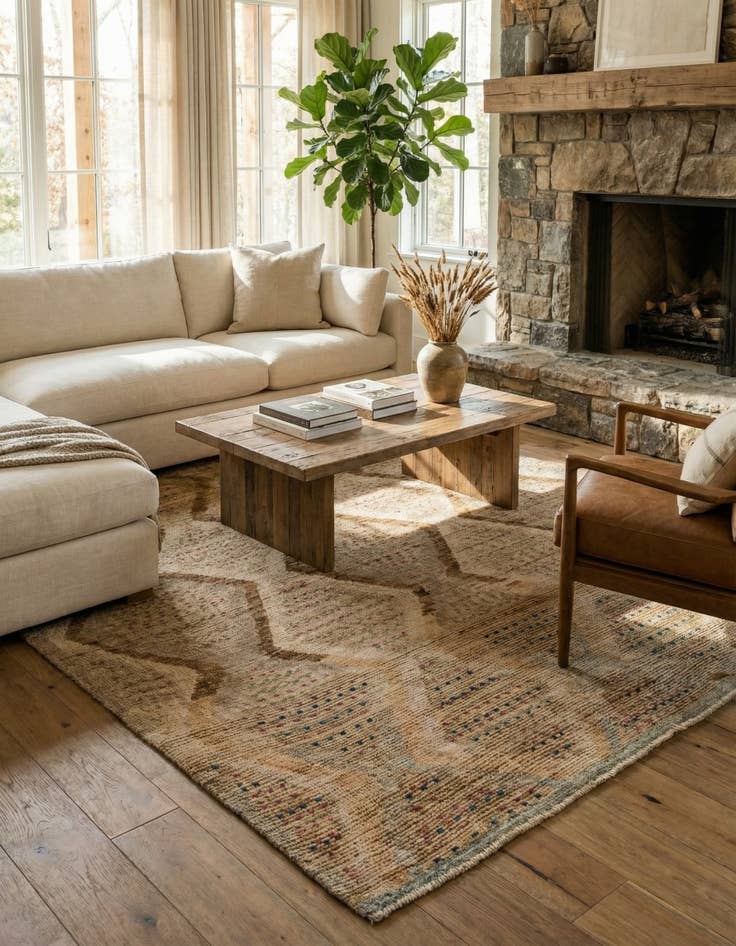 Detail image of  7' 9 x 10'  Hand Knotted Darya Wool Rug