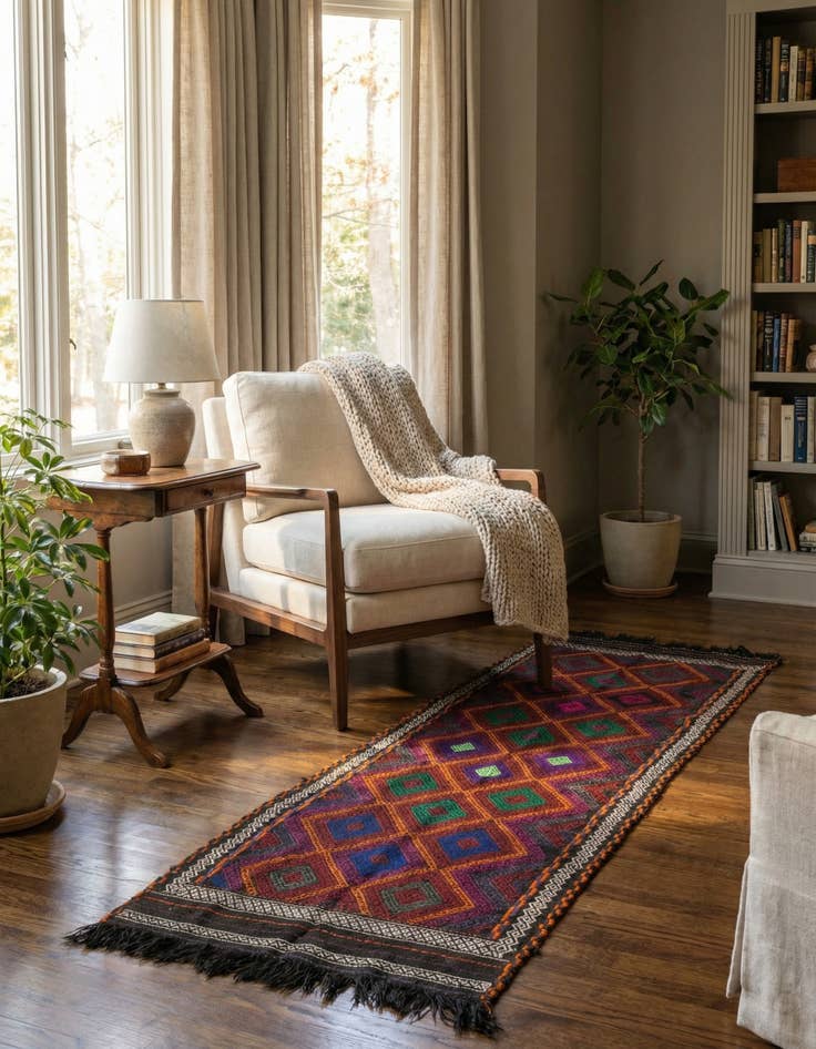 Detail image of 2' 3 x 7'  Hand Knotted Kilim Fars Persian Wool Runner Rug