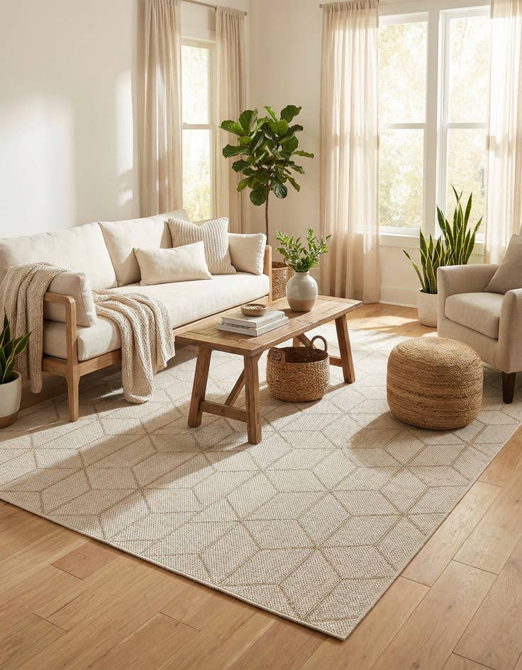 Detail image of 6' 1 x 9'  Washable Trellis Indoor / Outdoor Rug