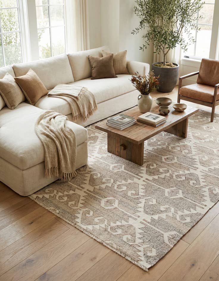 Detail image of 6' 2 x 8' 4  Hand Woven Kilim Modern Wool Rug