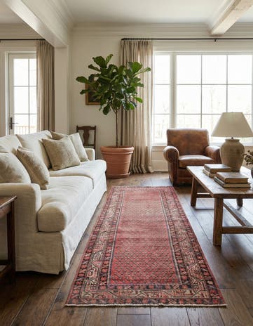3' 7 x 10' 1 Hand Knotted Ultra Vintage Persian Wool Runner Rug