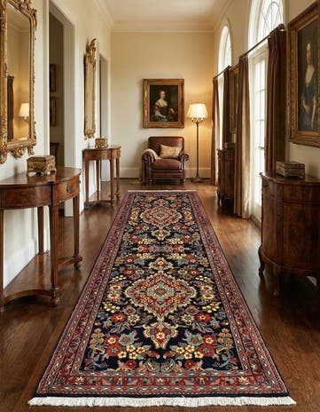 2' 7 x 7' 7 Hand Knotted Qom Persian Runner Rug