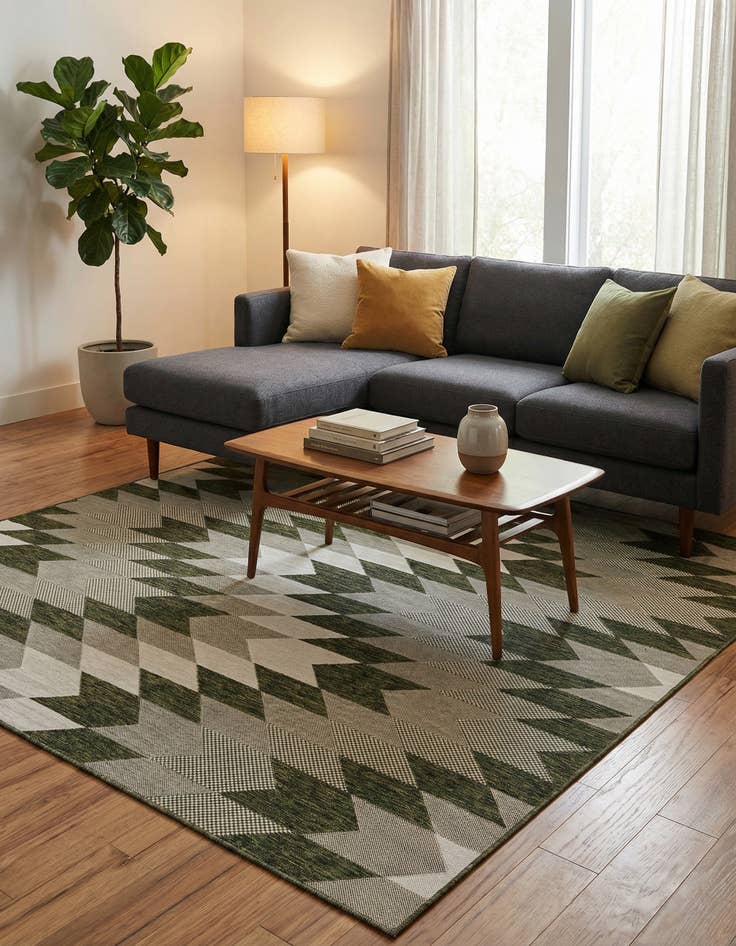 Detail image of 7' 10 x 7' 10  Washable Modern Indoor / Outdoor Square Rug