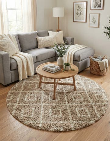 6' x 6' Lattice Shag Round Rug