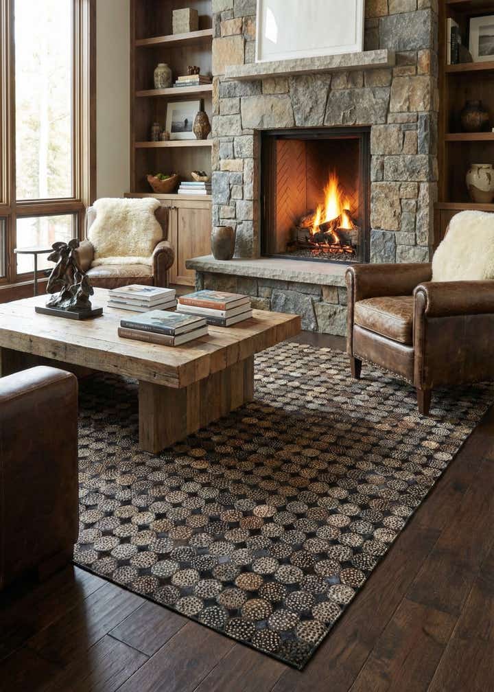 5' 1 x 7' 10 Cowhide Leather Rug