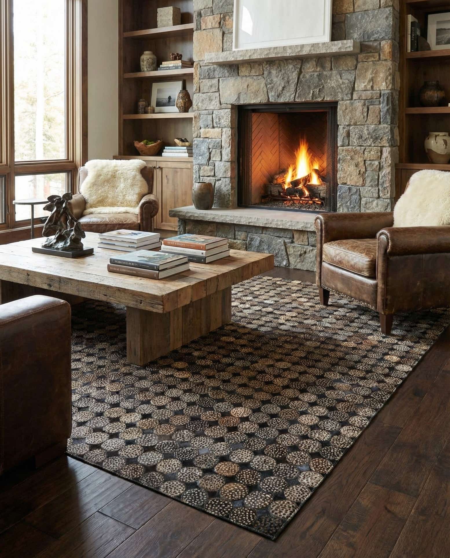 5' 1 x 7' 10 Cowhide Leather Rug