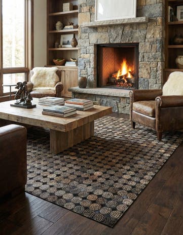 5' 1 x 7' 10 Cowhide Leather Rug