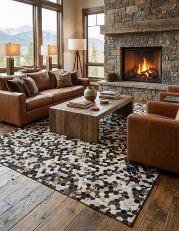7' 10 x 9' 8 Cowhide Leather Rug