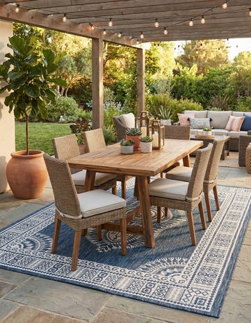 9' x 12' Easy-Clean Traditional Indoor / Outdoor Rug