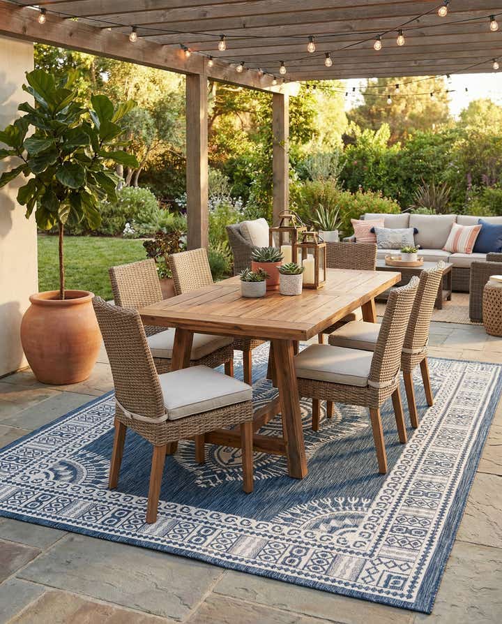 9' x 12' Easy-Clean Traditional Indoor / Outdoor Rug