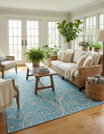 7' 10 x 11' Easy-Clean Botanical Indoor / Outdoor Rug