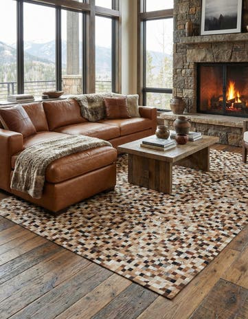 8' x 9' 10 Cowhide Leather Rug