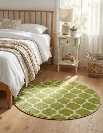 Light Green Lattice Round Rug