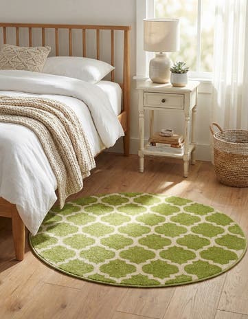 Light Green Lattice Round Rug