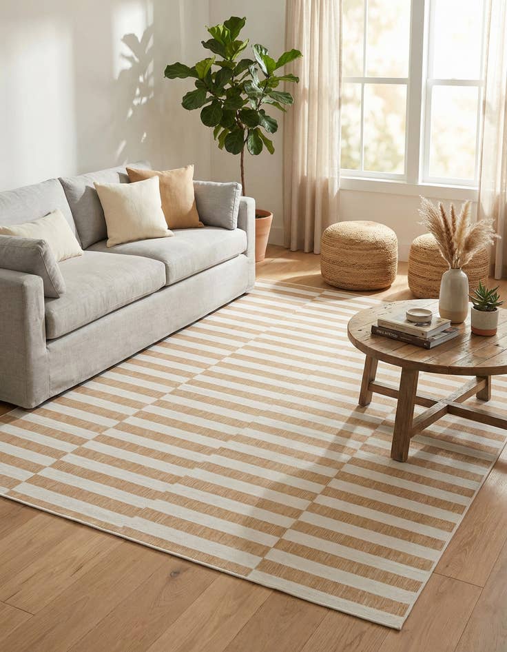 Detail image of 9' x 12' Easy-Clean Striped Indoor / Outdoor Rug