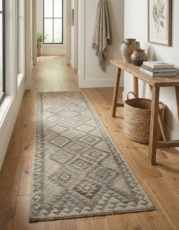 2' 9 x 9' 11 Hand Woven Kilim Maymana Wool Runner Rug