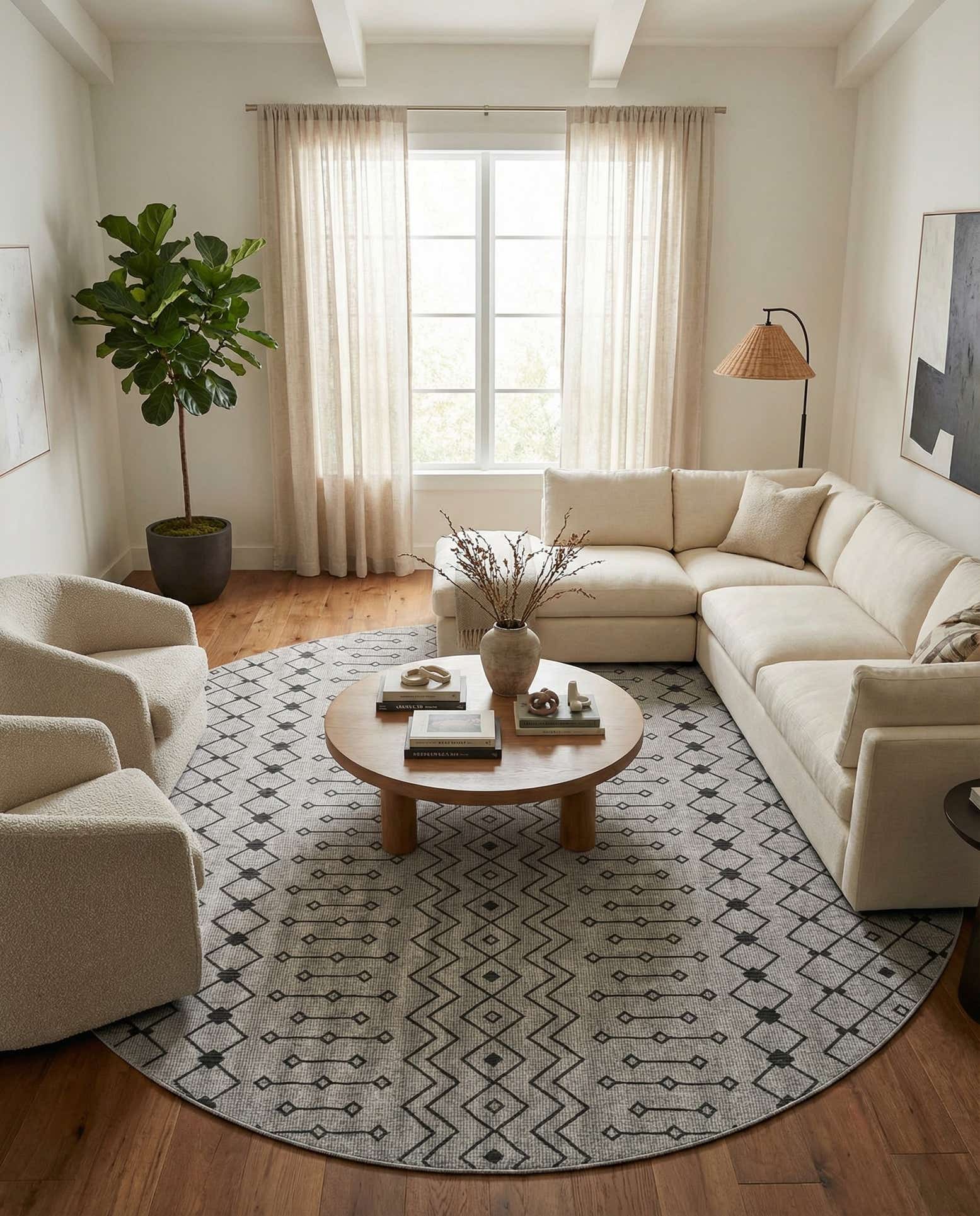 13' x 13' Easy-Clean Lattice Indoor / Outdoor Round Rug