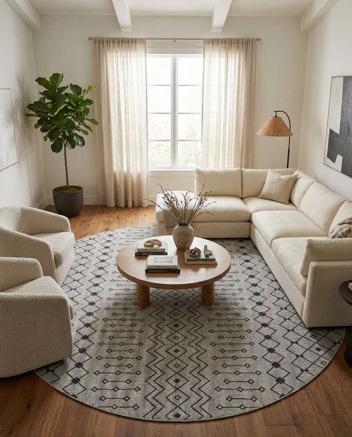 13' x 13' Easy-Clean Lattice Indoor / Outdoor Round Rug