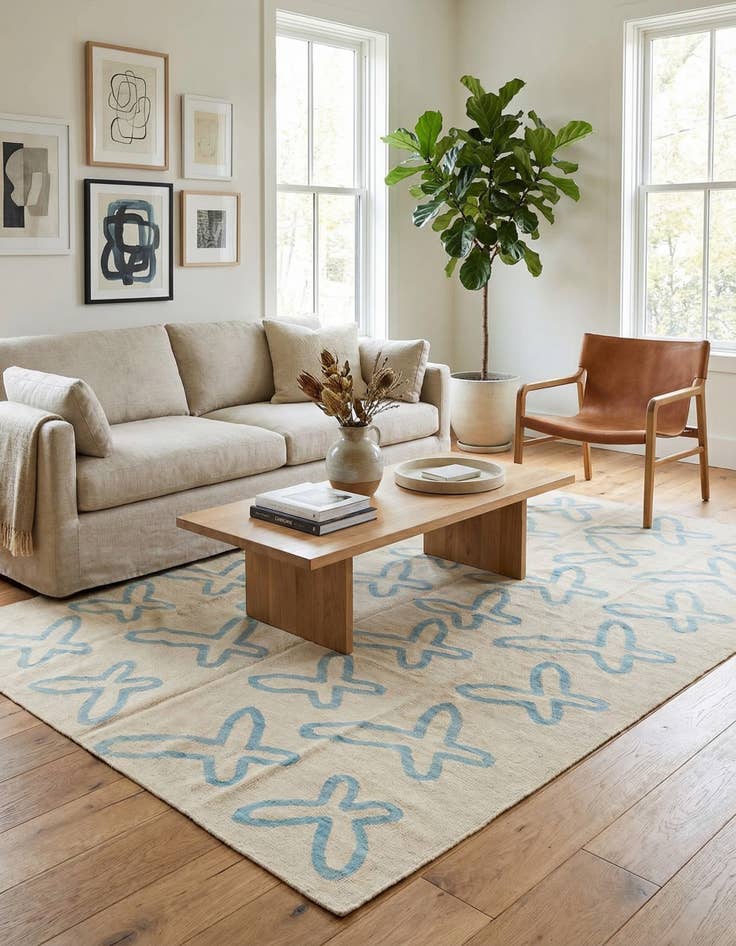 Detail image of 5' 8 x 7' 10 Hand Woven Kilim Modern Wool Rug