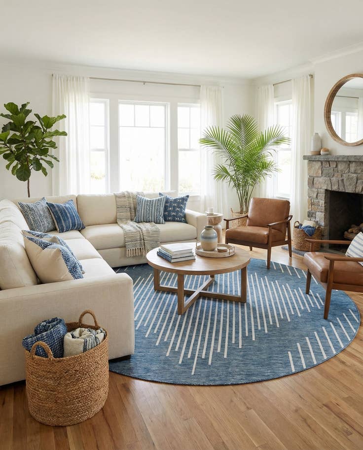 Detail image of 10' 8 x 10' 8 Easy-Clean Modern Indoor / Outdoor Round Rug