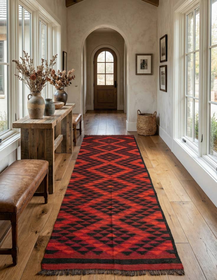 Detail image of 4' 6 x 11' 7  Hand Woven Kilim Fars Wool Runner Rug