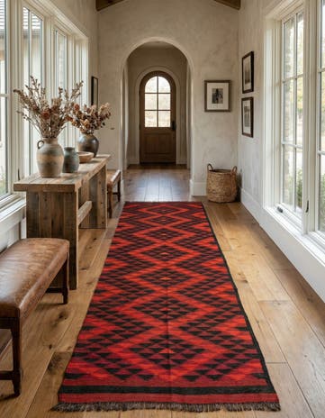 4' 6 x 11' 7 Hand Woven Kilim Fars Wool Runner Rug