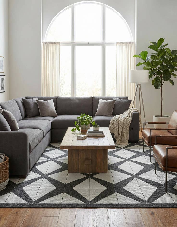 Detail image of 10' x 10'  Washable Modern Indoor / Outdoor Square Rug