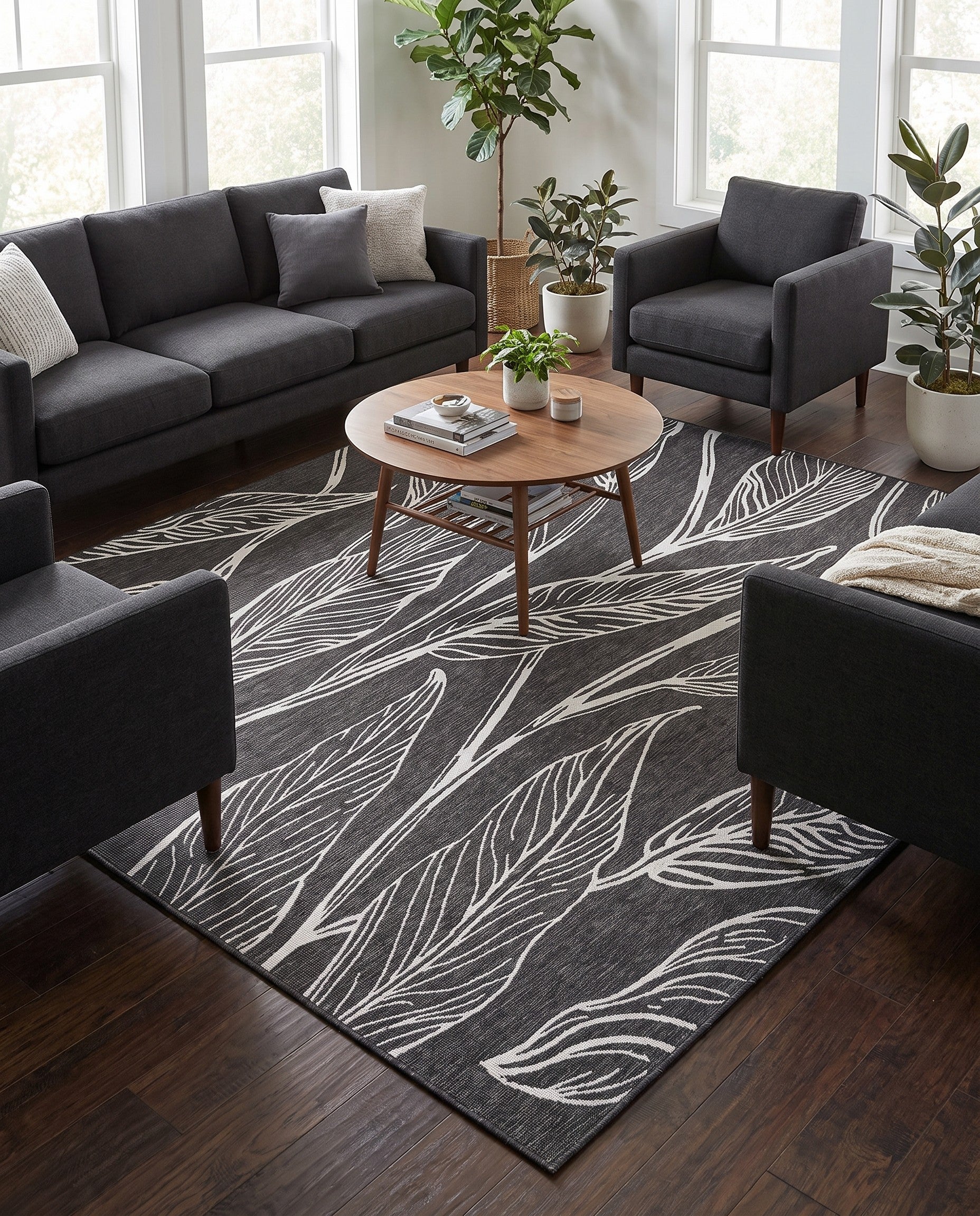 10' 8 x 10' 8 Easy-Clean Botanical Indoor / Outdoor Square Rug