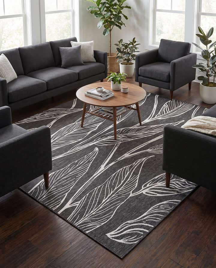 10' 8 x 10' 8 Easy-Clean Botanical Indoor / Outdoor Square Rug