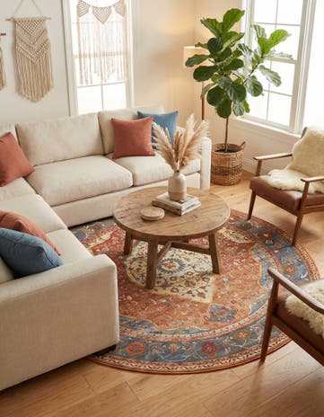 Rust Red Santiago Round Rug