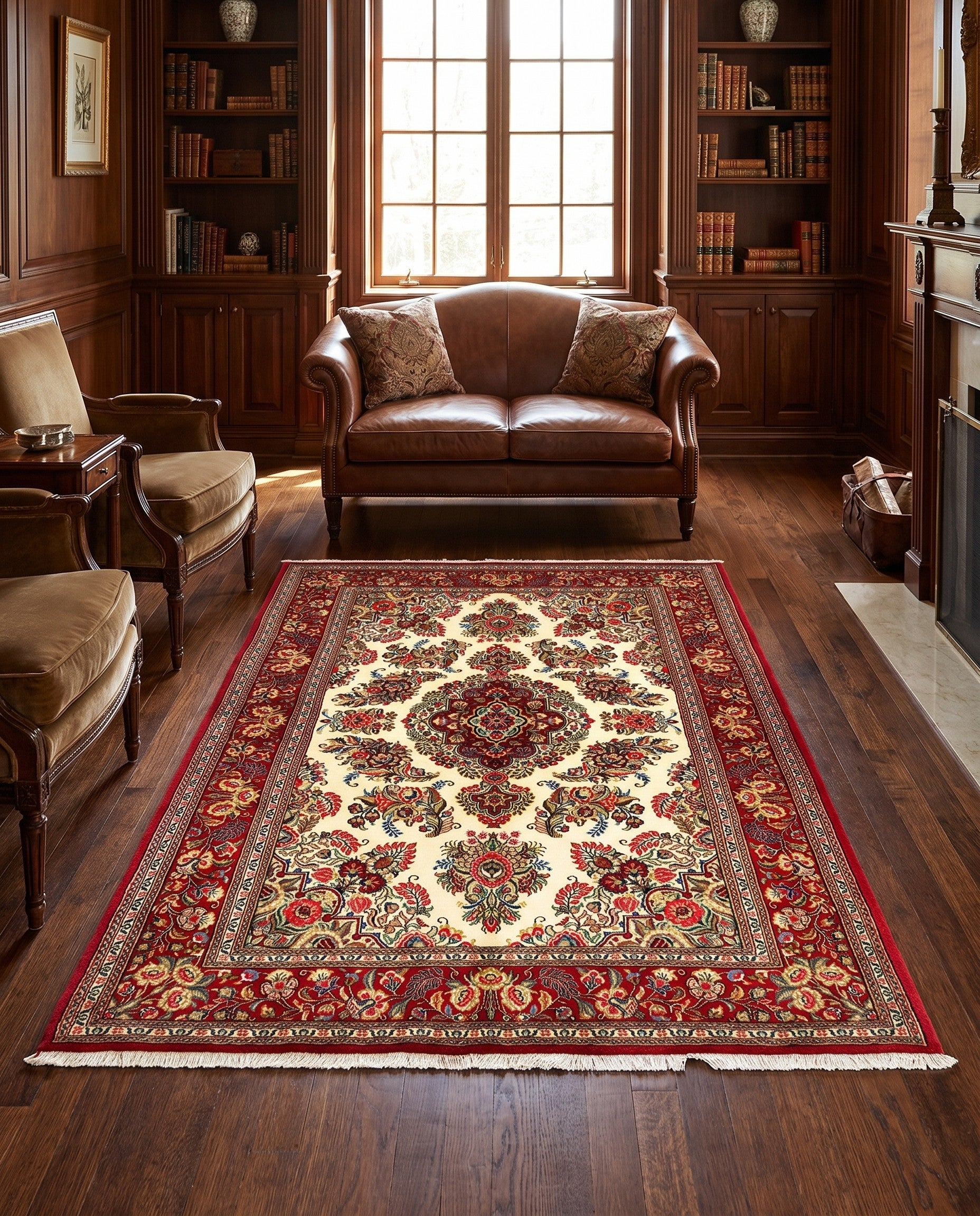 4' 9 x 7' 1 Hand Knotted Qom Persian Rug