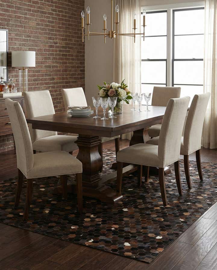 5' 1 x 8' 2 Cowhide Leather Rug