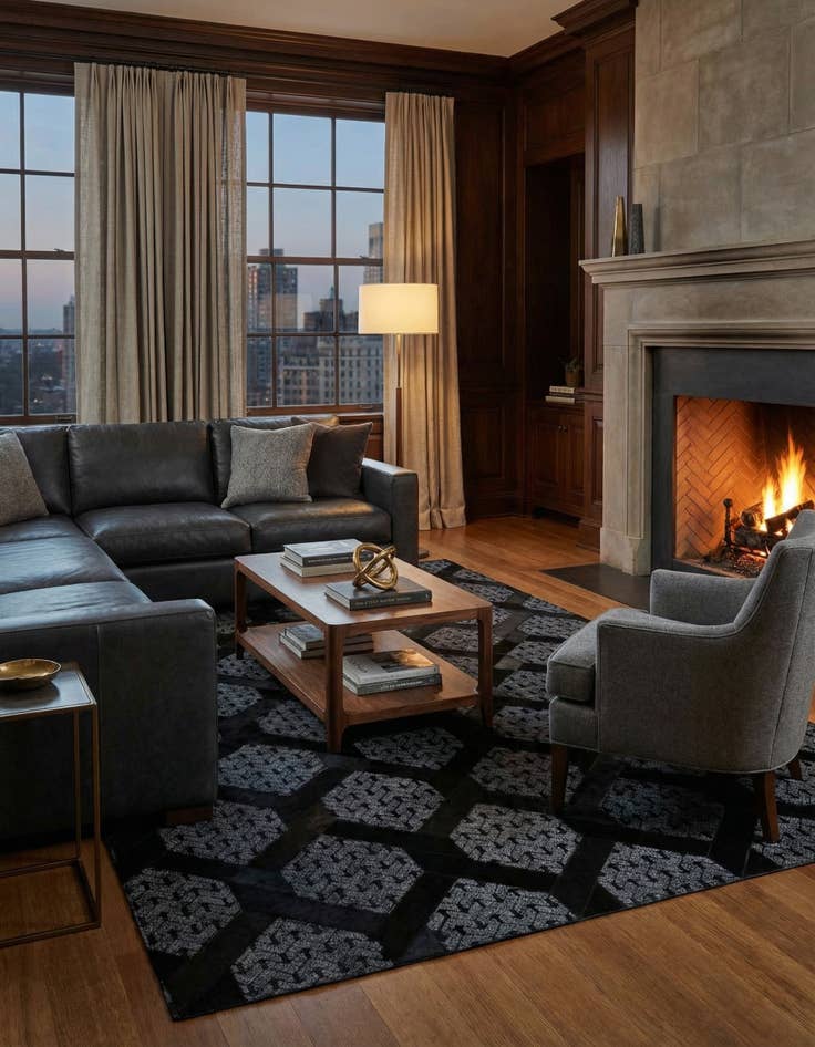 Detail image of  5' 4 x 7' 11 Cowhide - Patchwork Rug