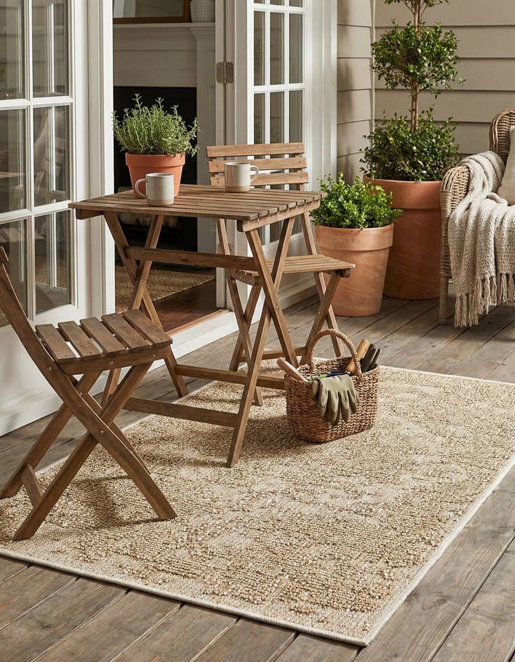 Detail image of 2' x 3' 1  Washable Traditional Indoor / Outdoor Rug