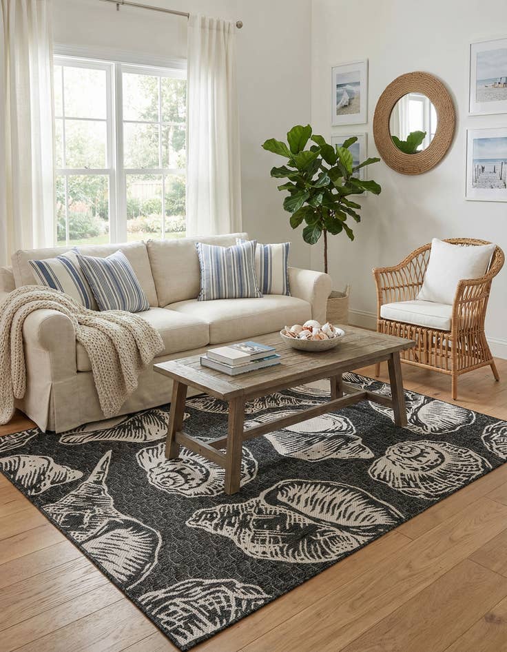 Detail image of 5' 3 x 7'  Washable Coastal Indoor / Outdoor Rug