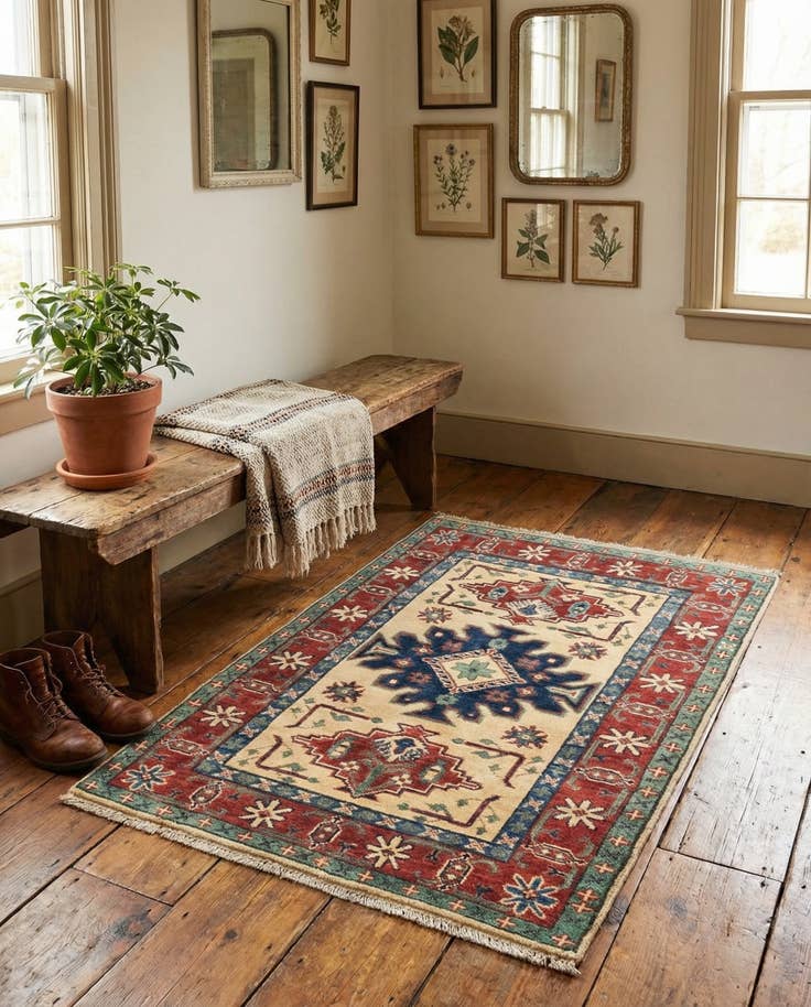 Detail image of 2' 7 x 3' 9 Hand Knotted Kazak Rug
