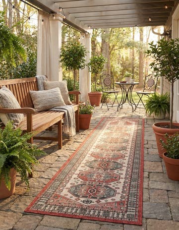 2' 7 x 12' Easy-Clean Traditional Indoor / Outdoor Runner Rug