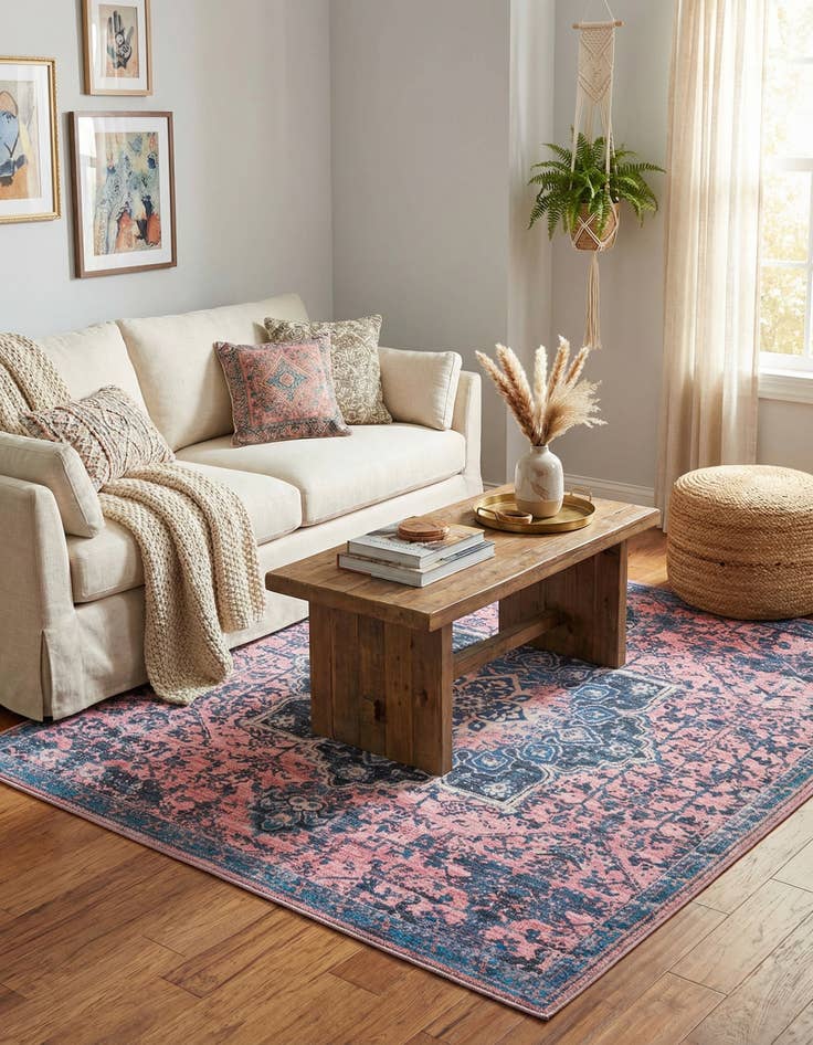 Detail image of  5' 3 x 5' 3  Washable Francesca Square Rug