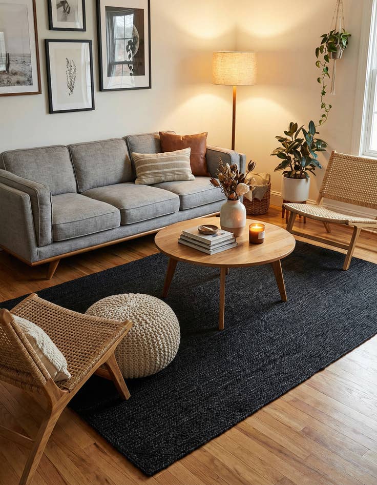 Detail image of 5' 3 x 8'  Hand Braided Jute Rug