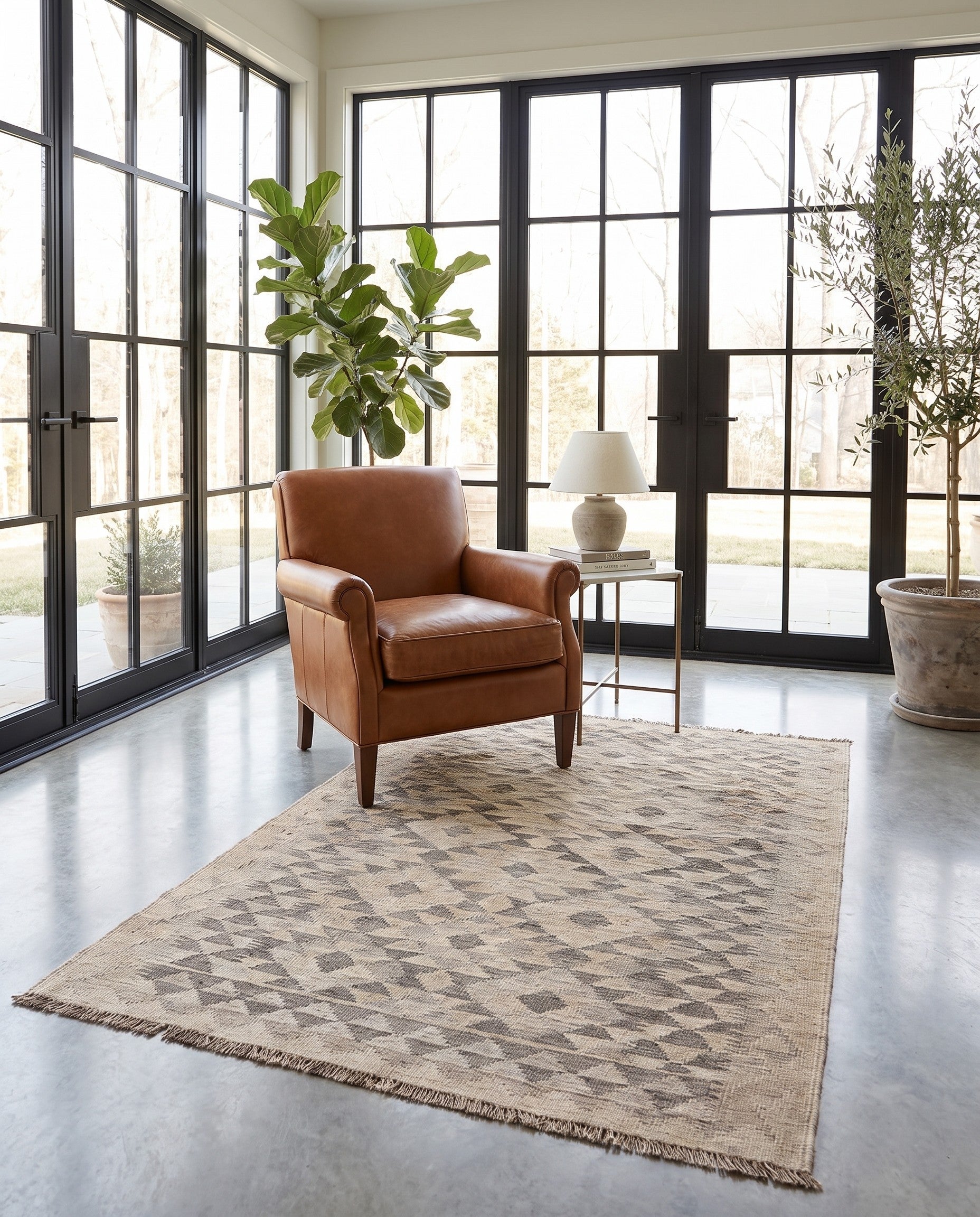 3' 10 x 6' Hand Woven Kilim Maymana Wool Rug