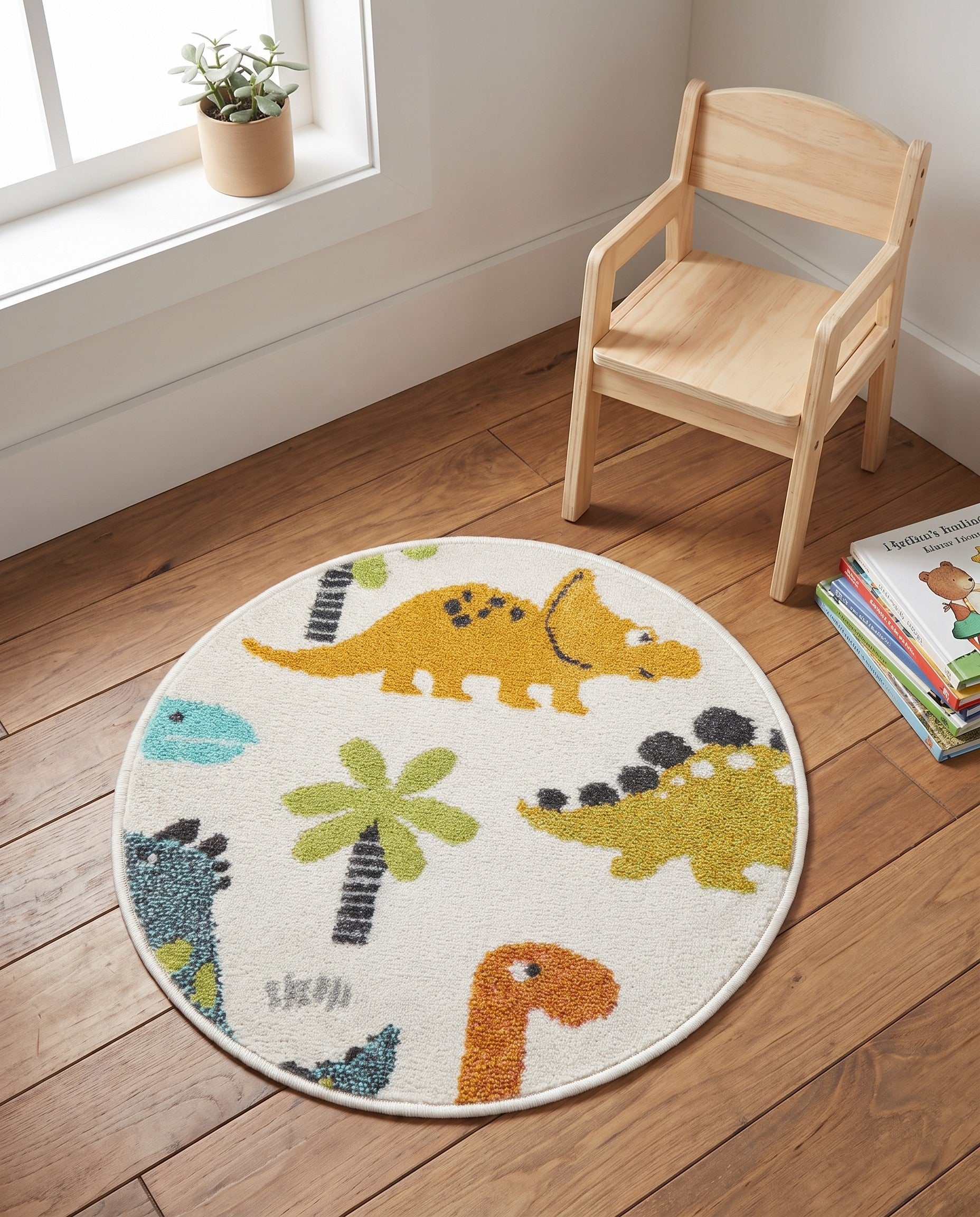 2' 2 x 2' 2 Dinosaur Whimsy Kids Round Rug