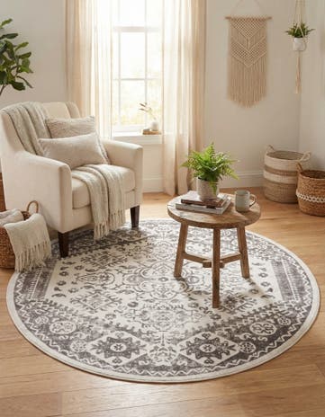 Cream Oxford Round Rug