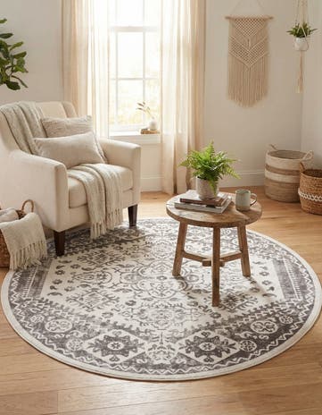 Cream Oxford Round Rug