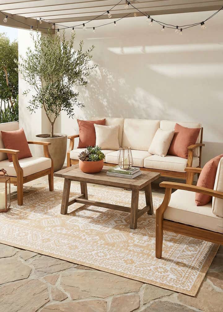 6' x 9' Easy-Clean Aztec Indoor / Outdoor Rug