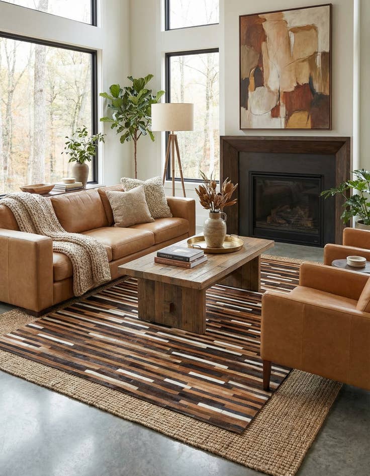 Detail image of 5' 1 x 7' 10 Cowhide Leather Rug