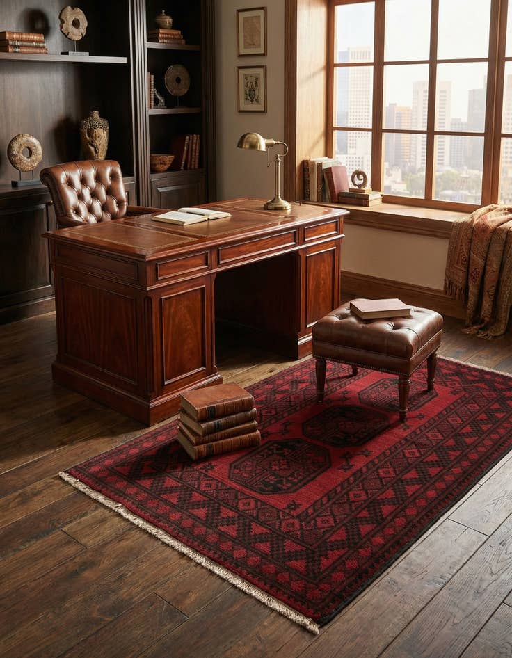 Detail image of  3' 3 x 4' 8  Hand Knotted Afghan Akhche Wool Rug