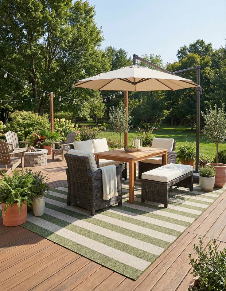 Detail image of 10' x 14'  Washable Striped Indoor / Outdoor Rug